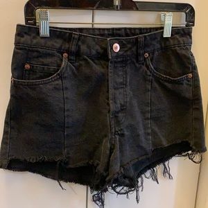 Distressed acid wash shorts